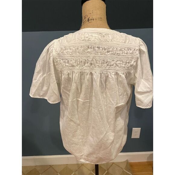 GAP Women's White Flowy Short Sleeve V-Neck Blouse Size S - Picture 6 of 11